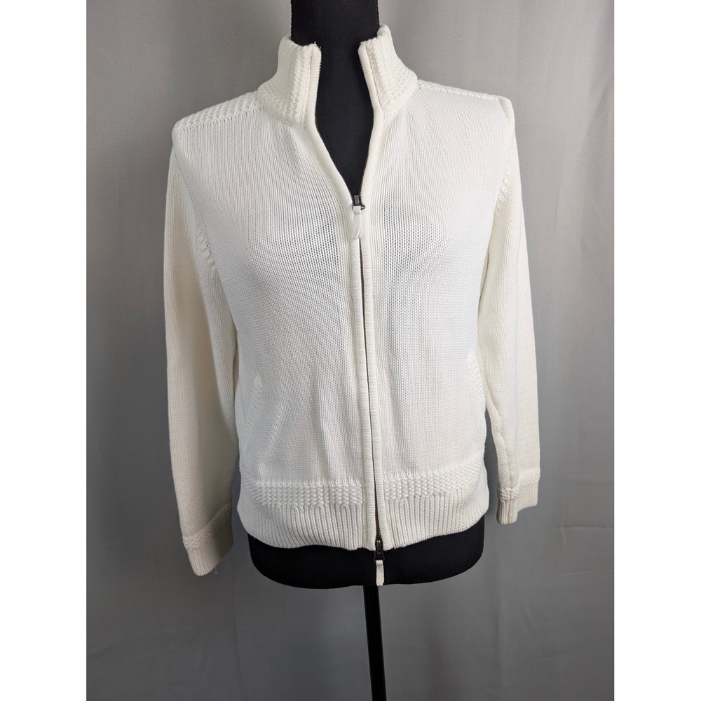 Tyler Boe Full Zip Sweater Womens SZ‎ Medium White
